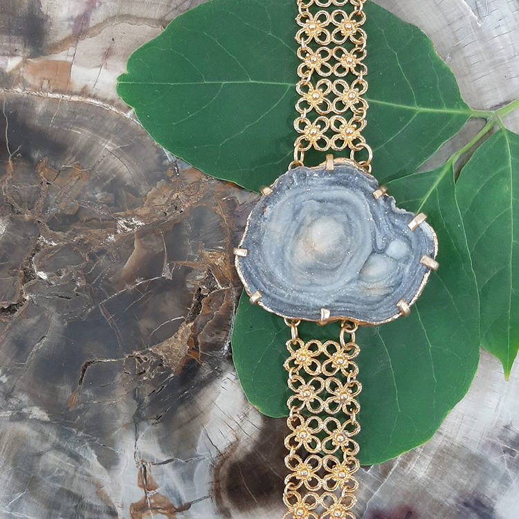 Pulseira de Geodo de Ágata Cristalizada